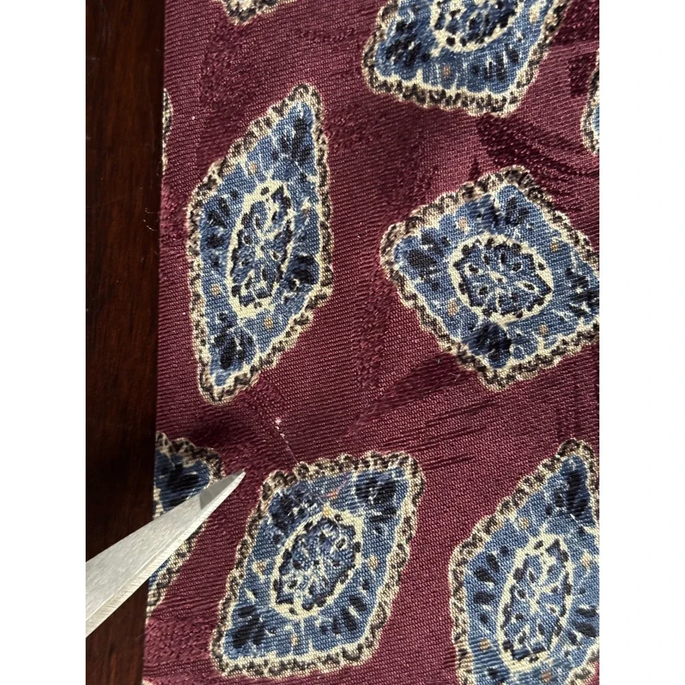 Gitman Bros for MUSA Men's Silk Neck Tie Maroon Blue Diamond Pattern USA Vintage